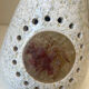 Accolay Lamp, the base in glazed ceramic with openwork decoration.