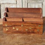 Vintage rosewood and brass mail holder