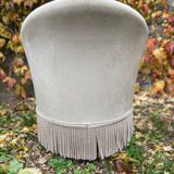 Old toad armchair in beige velvet