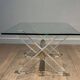 Pair of Plexiglass and Chrome Side Tables with X-shaped Legs, Work
