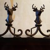Pair of deer head andirons