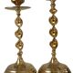 Pair of mid-century twisted metal candle holders