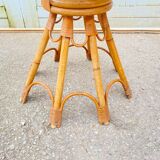 Round rattan table dia 65cm vintage 60s