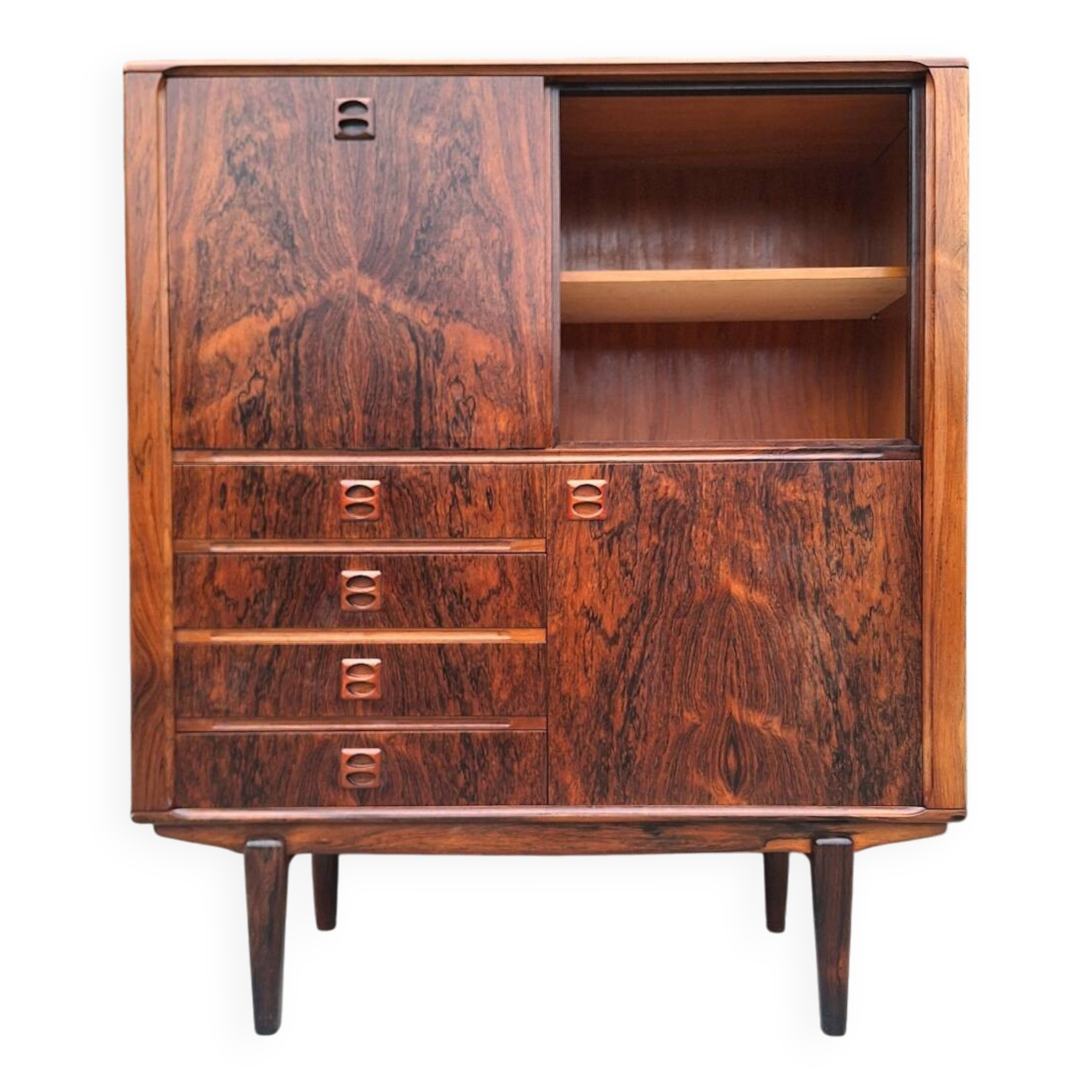 Vintage rosewood sideboard, antique secretary furniture, bookcase