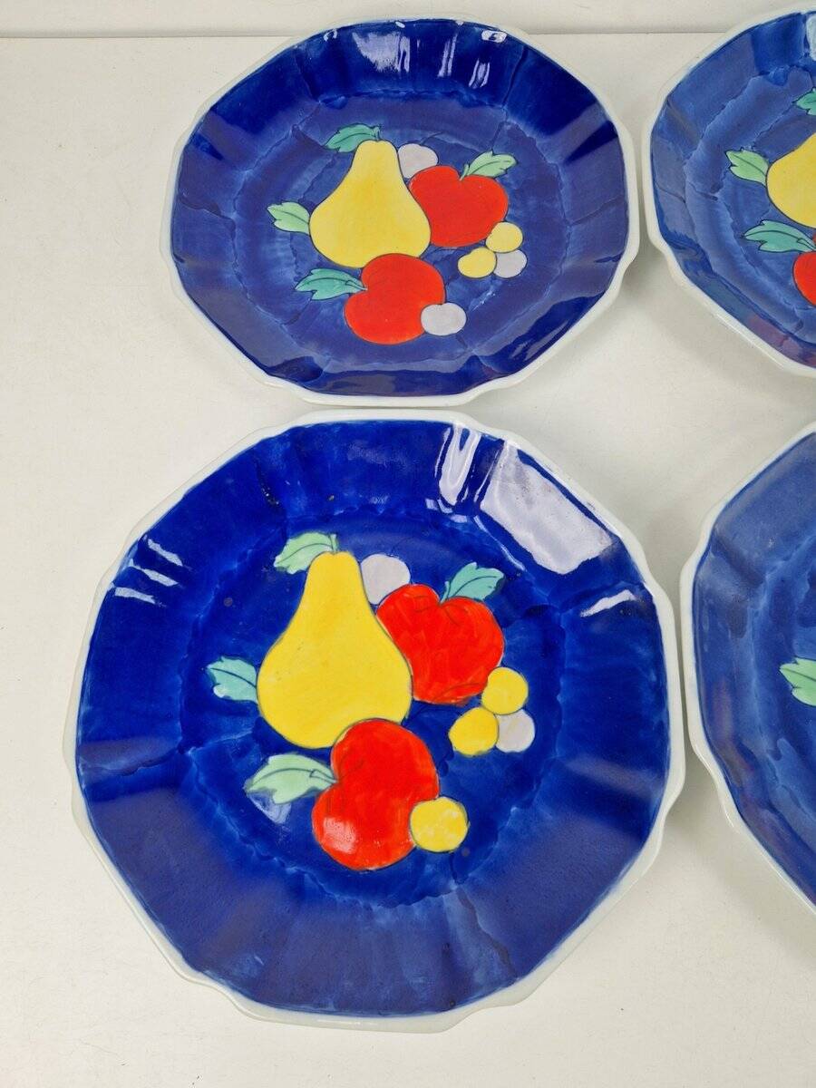 Vintage Hand-Painted Porcelain Fruit Plates, China, 1950s, Set of 8
