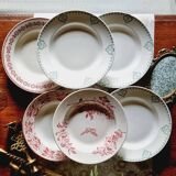 6 mismatched earthenware soup plates lot 8