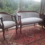 Salon 2 pièces gondoles style Empire à accoudoirs cols de cygnes