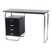 Bureau Bauhaus en chêne et acier chromé par Robert Slezák, tchèque, années 1930