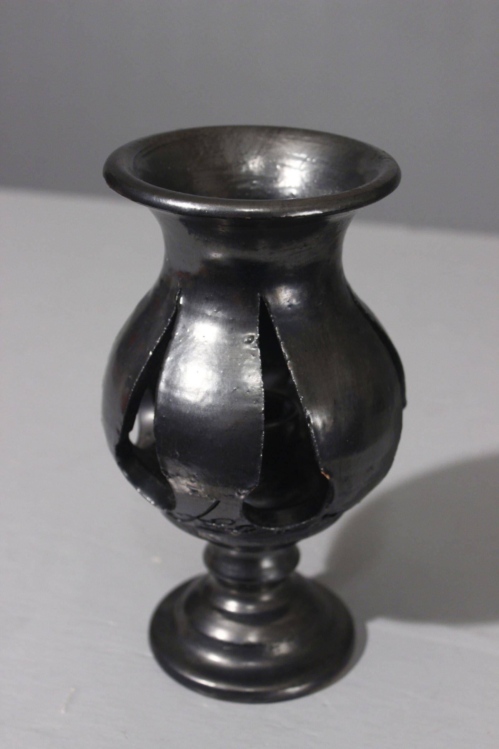 Jean Marais in Vallauris Black glazed candle holder 1970s