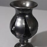 Jean Marais in Vallauris Black glazed candle holder 1970s