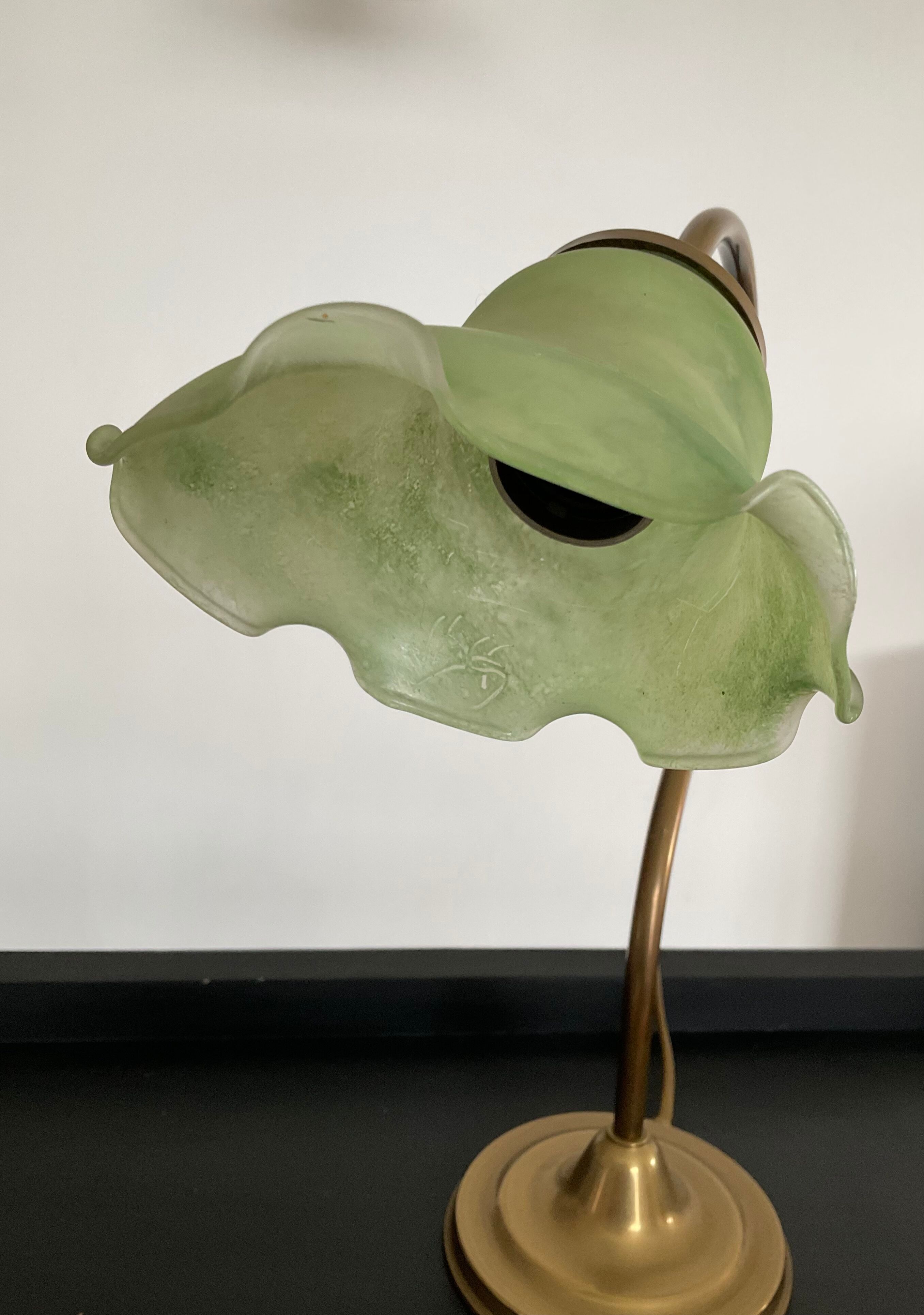 Vintage Kaelle lamp signed in brass and glass paste 70s