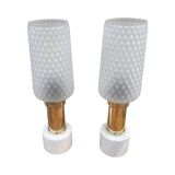 A pair of bedside lamps with a marble base, VEB Narva Leuchtenbau Lengefeld Germany, 1960s.