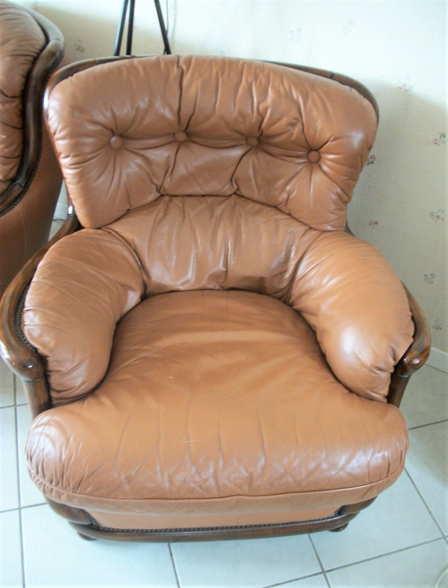 Pair of leather armchairs