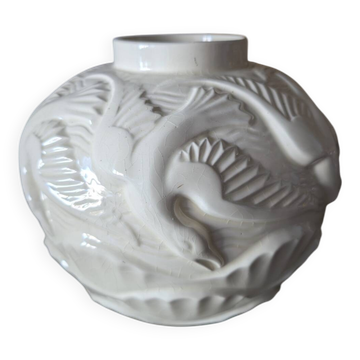 Vase boule aux mouettes Art deco