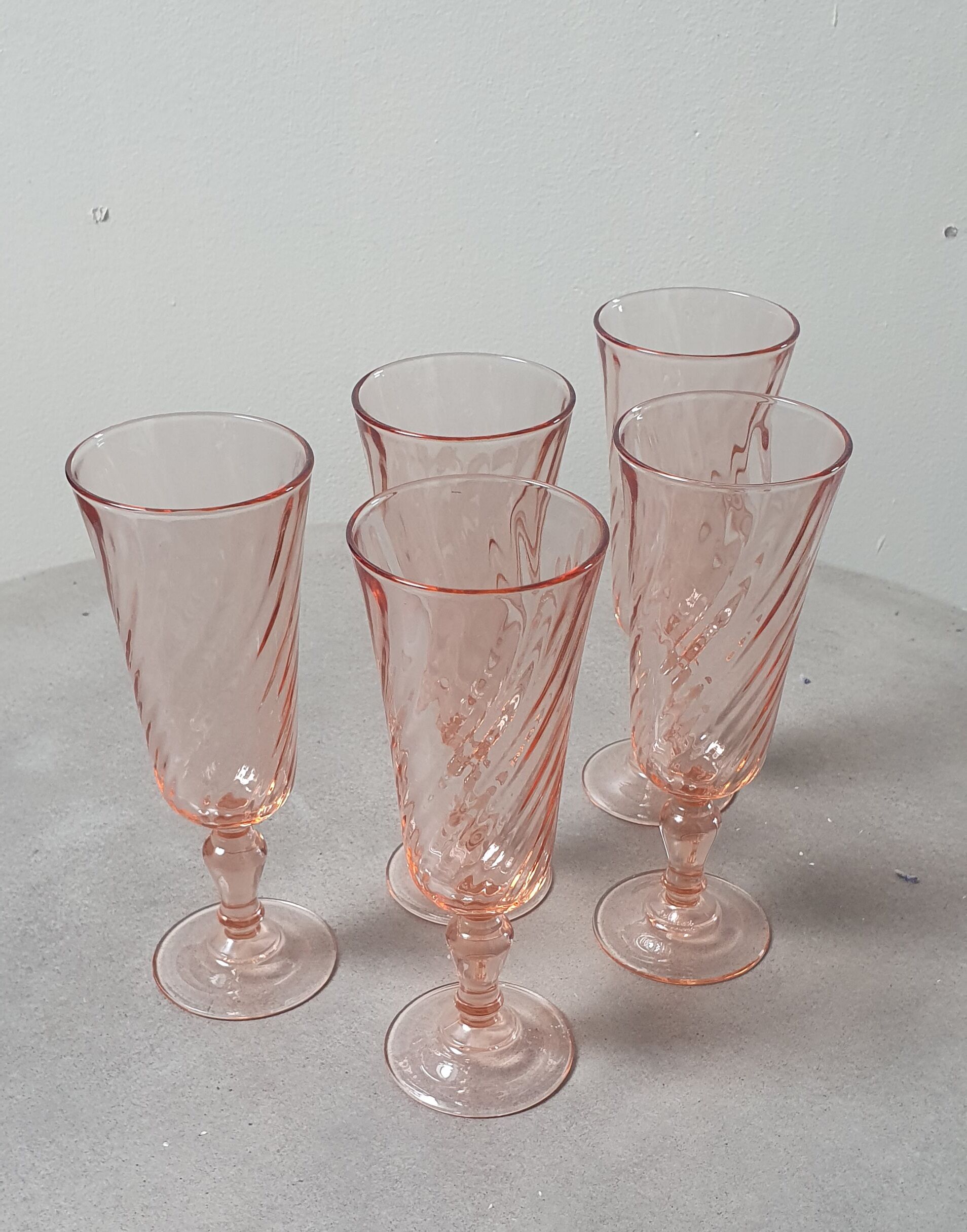5 champagne glasses