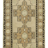 1960s handmade vintage oriental beige carpet 114 cm x 226 cm