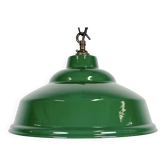 Industrial British Green Enamel Factory Pendant Lamp, 1960s