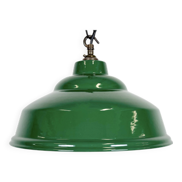 Industrial British Green Enamel Factory Pendant Lamp, 1960s