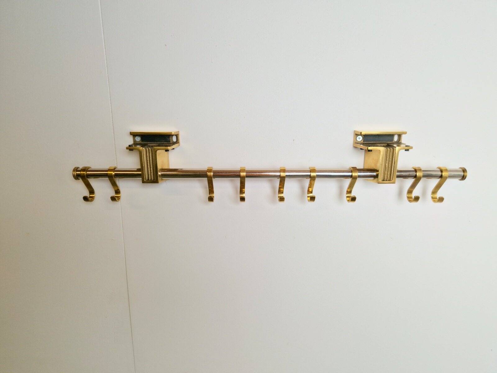 Brass and Glass R14G Wall-Mounted Coat Rack from Peter Ghyczy, 1980s