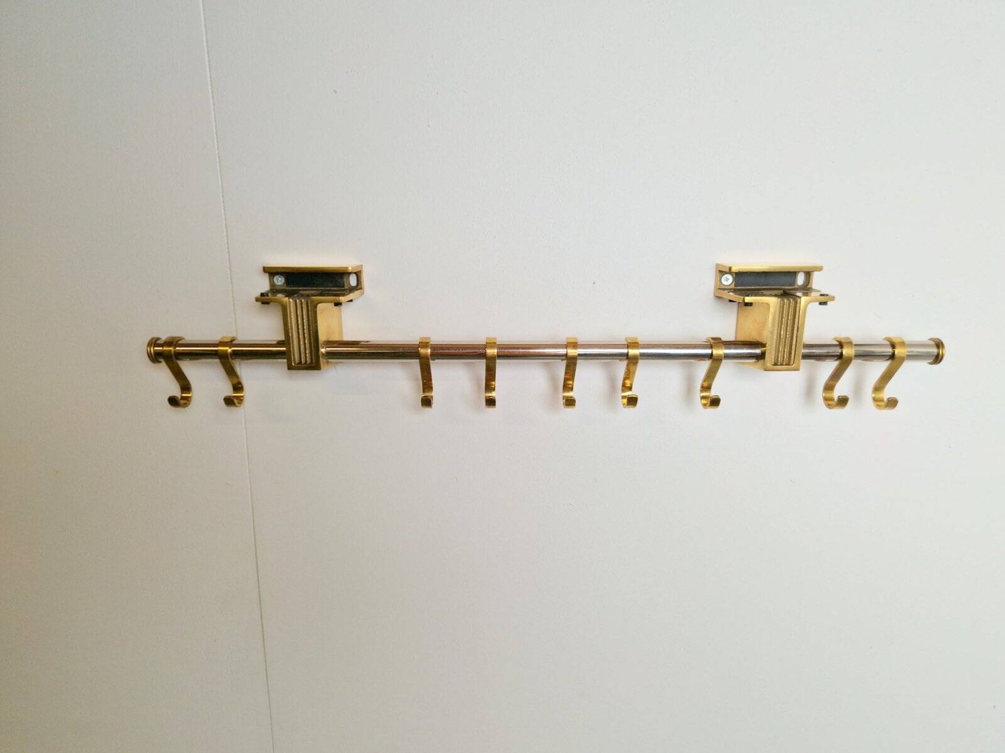 Brass and Glass R14G Wall-Mounted Coat Rack from Peter Ghyczy, 1980s