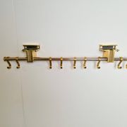 Brass and Glass R14G Wall-Mounted Coat Rack from Peter Ghyczy, 1980s