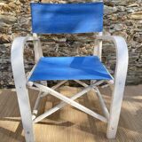 Folding canvas armchair by the sea La Baule 1960s