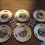 Ensemble de 6 assiettes plates & 6 portes couteaux Obernai