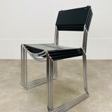 4 chairs Spaghetti Giandomenico Belotti black leather for Alias
