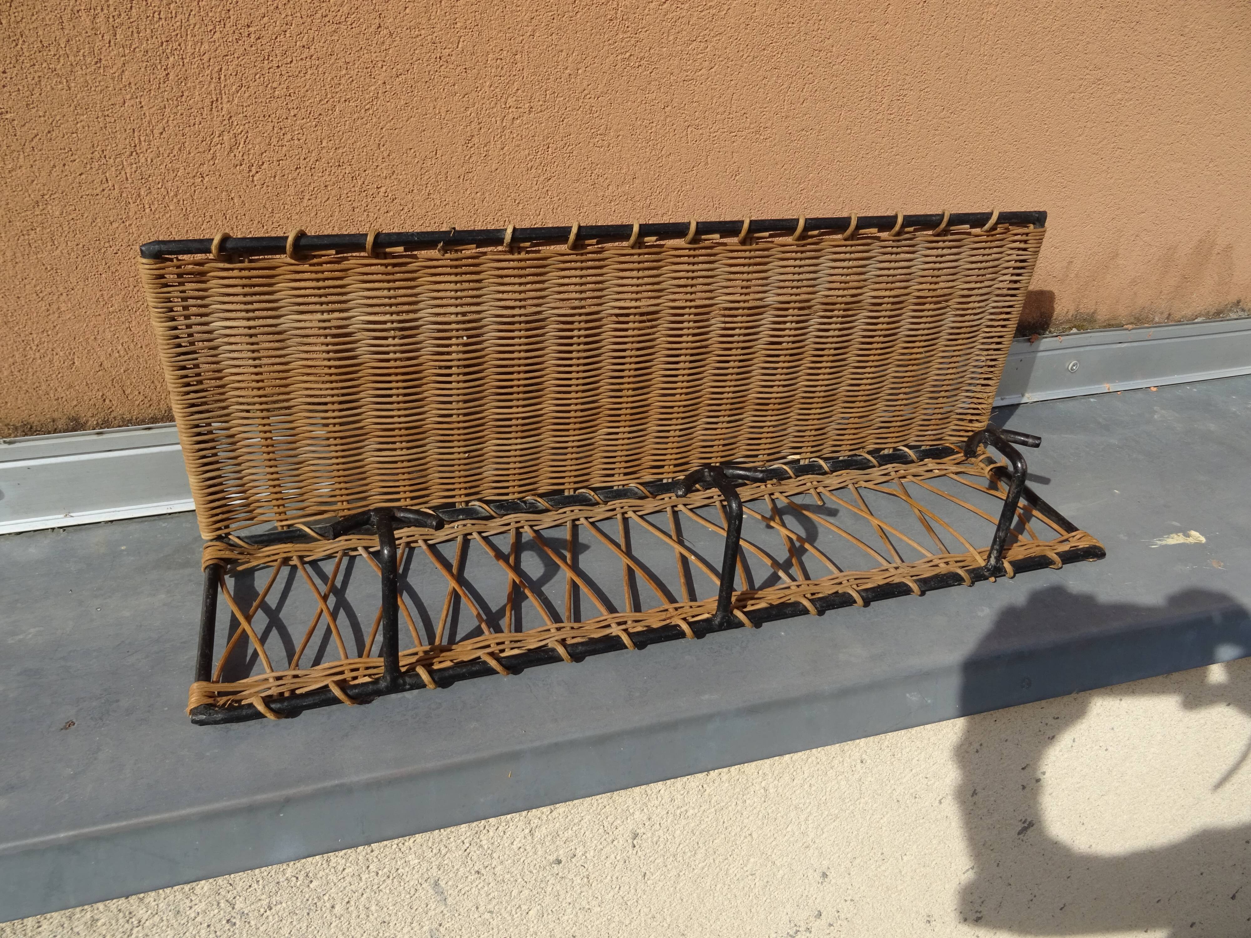 Ferotin coat rack in wicker and metal from the 60s vintage