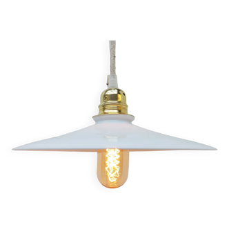 Vintage smooth opaline pendant light ready to install with bulb
