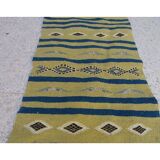 Tapis kilim vert fait main en pure laine