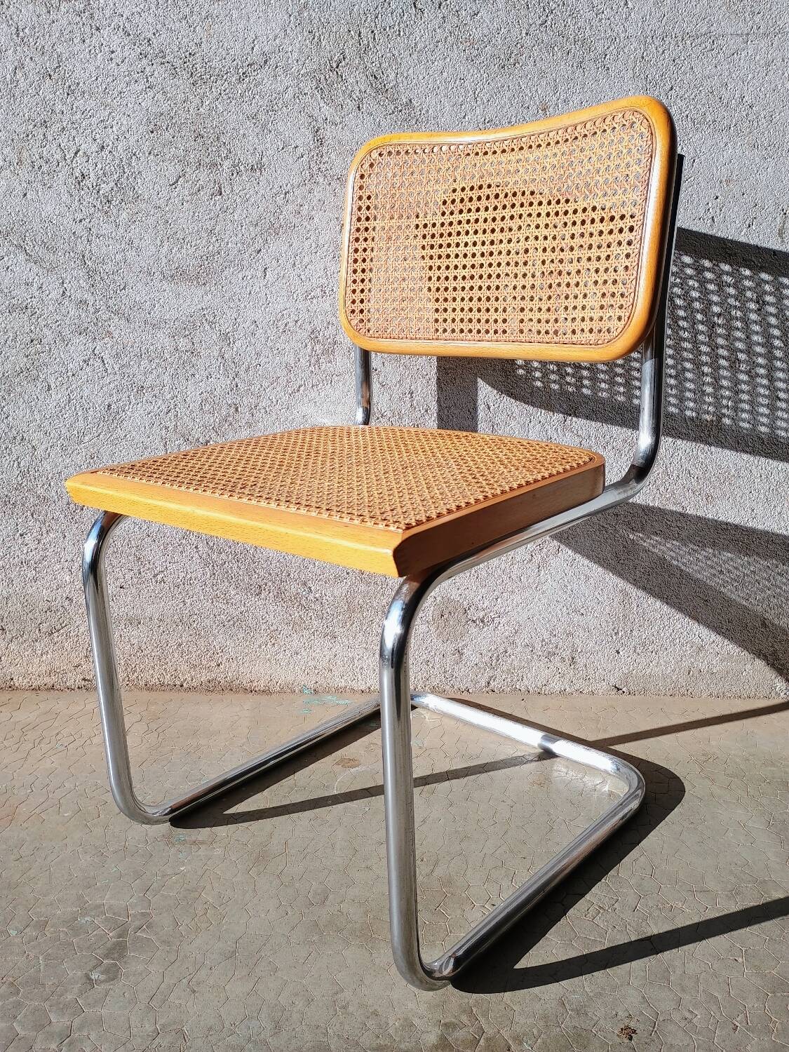 Pair of Cesca B32 chrome and cane chairs Designer Marcel Breuer