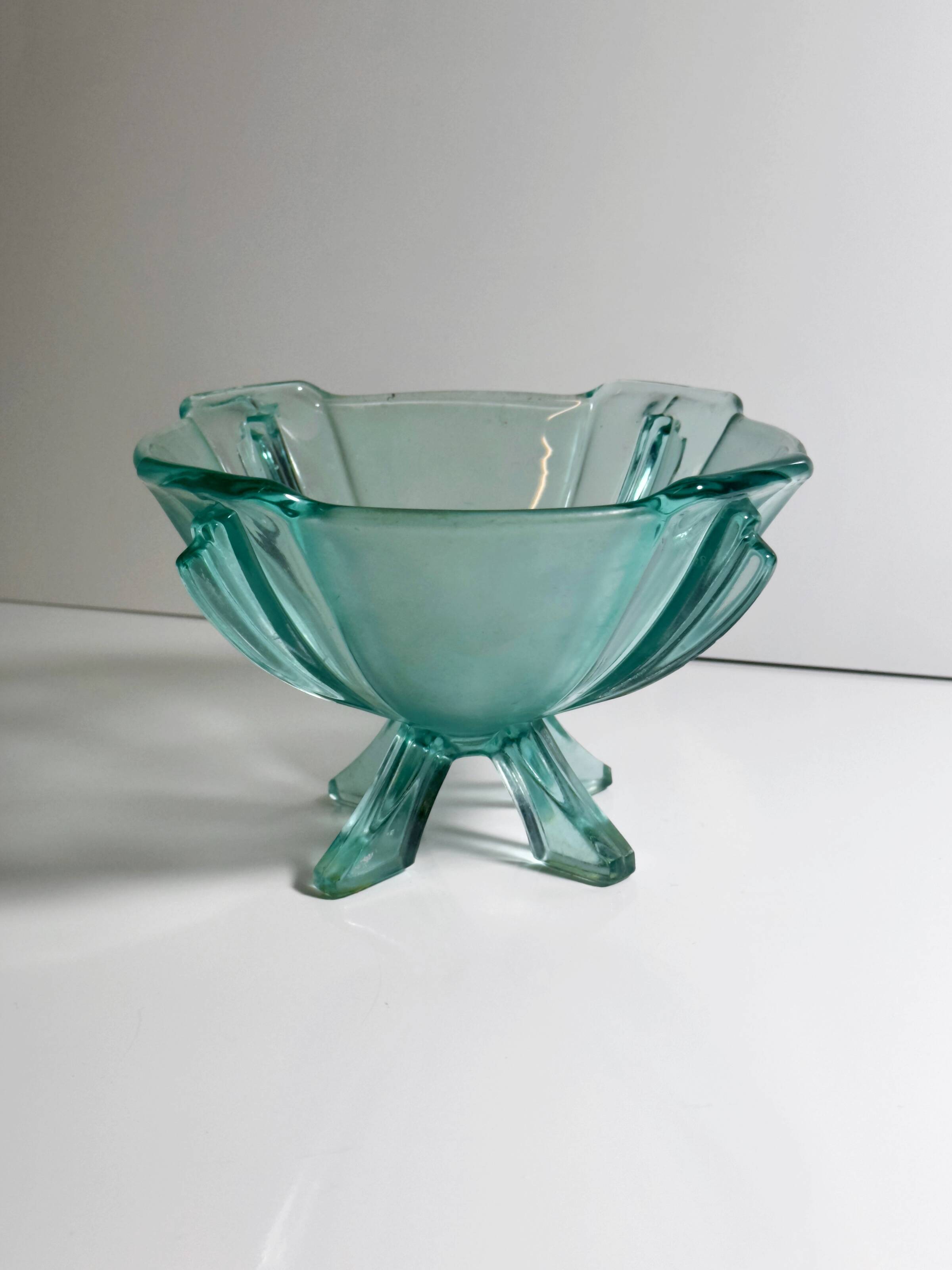 Art Deco Footed Glass Bowl by Stölzle Austria - 1930s