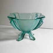 Art Deco Footed Glass Bowl by Stölzle Austria - 1930s