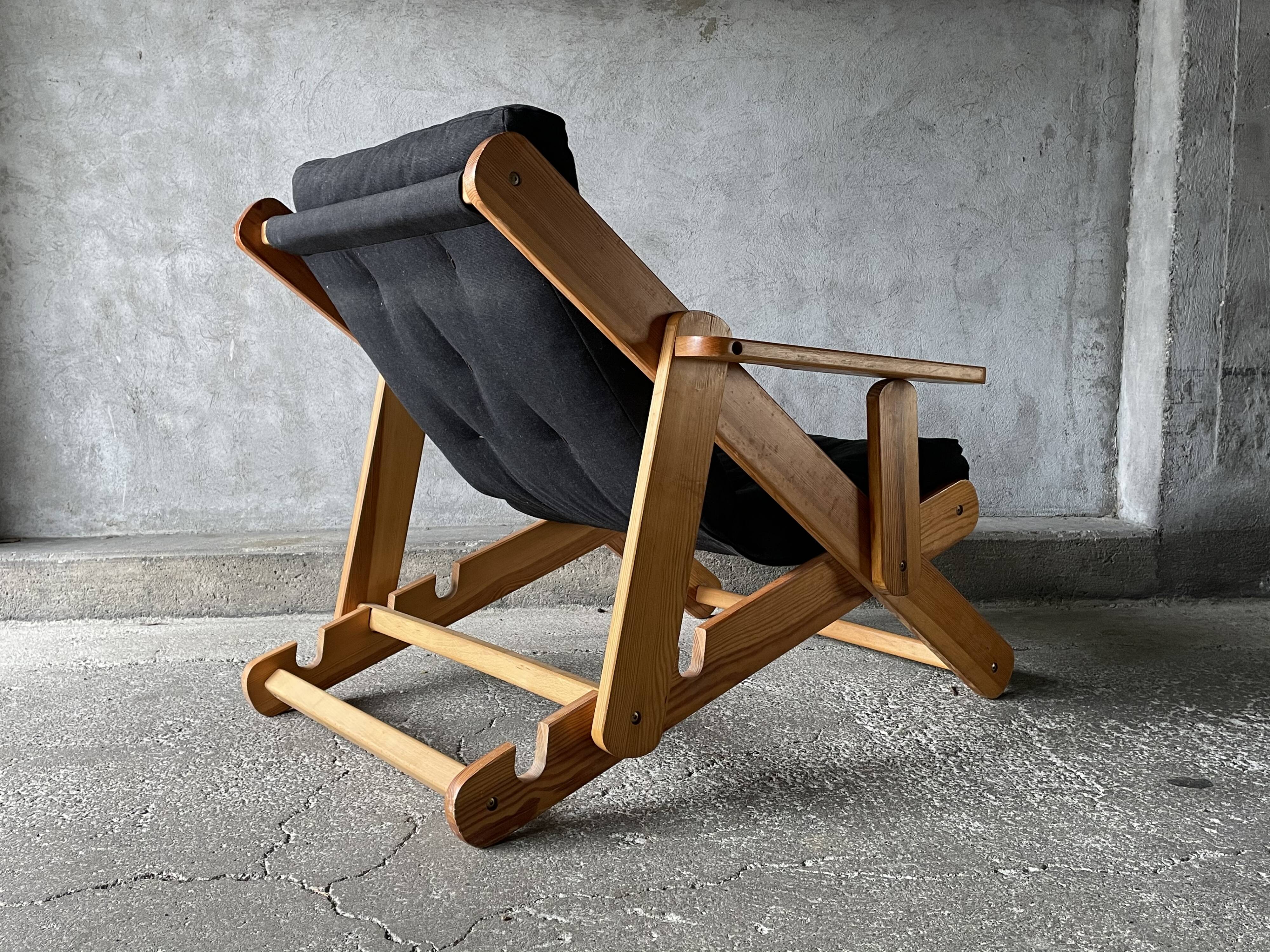 Fauteuil scandinave inclinable et pliable par Gillis Lundgren, 1970s