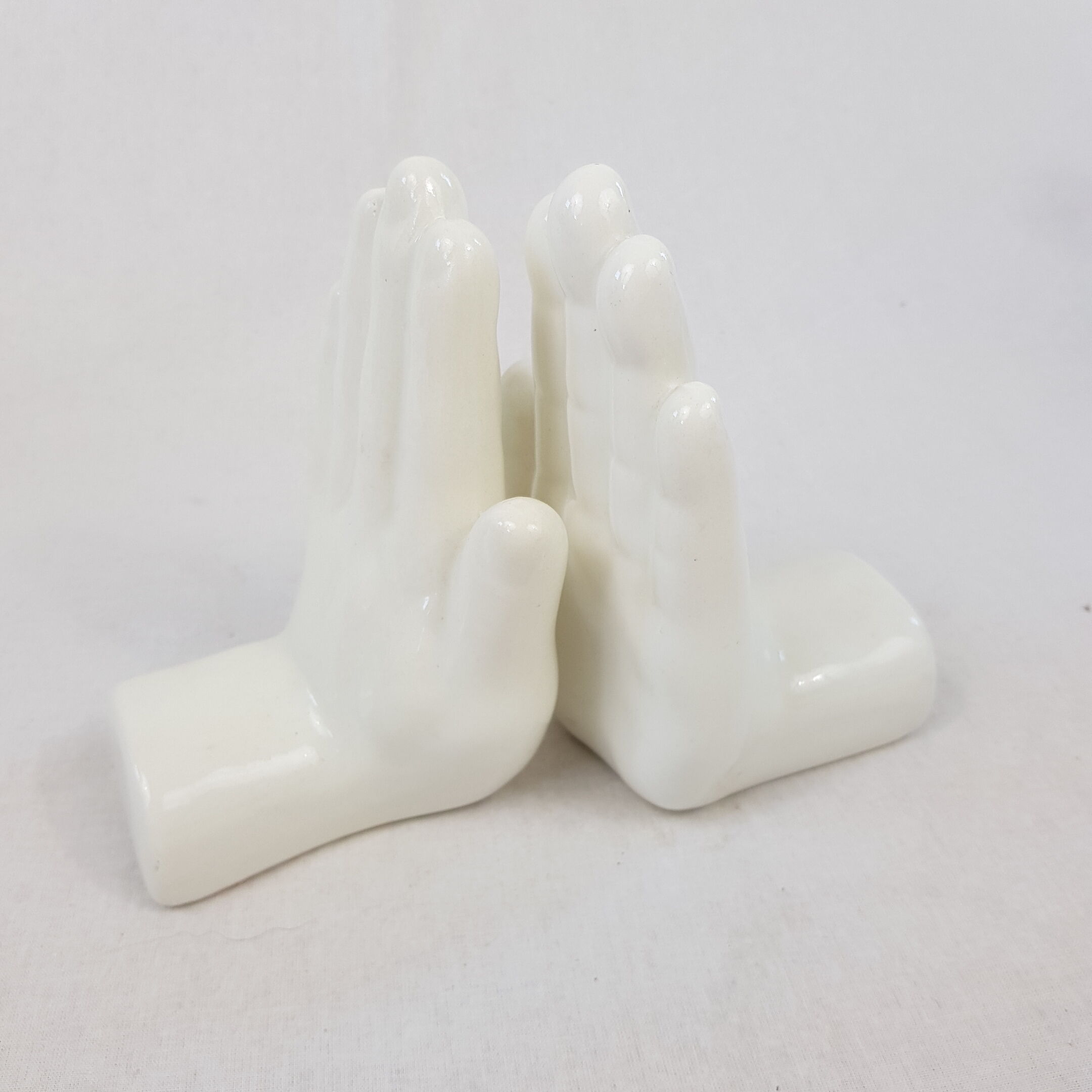 White ceramic book greenhouse representing hands 1980