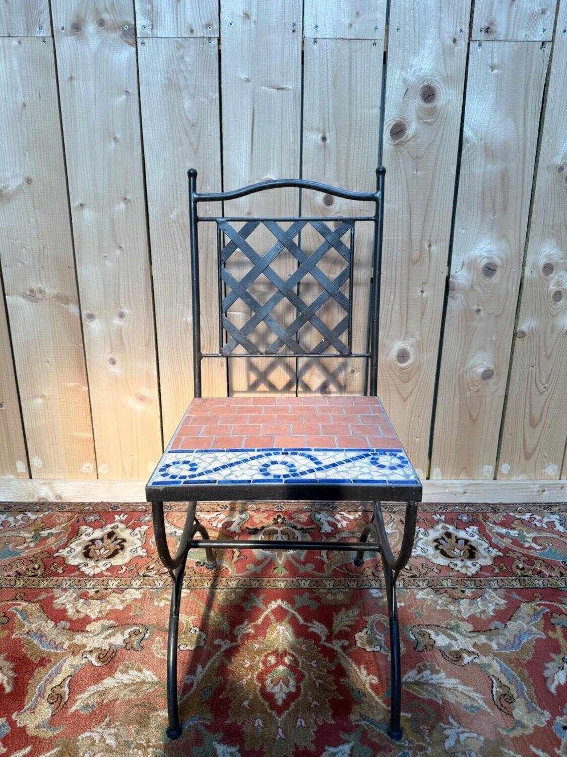 Suite de 6 chaises de jardin – Style méditerranéen années 1980 – Fer forgé
