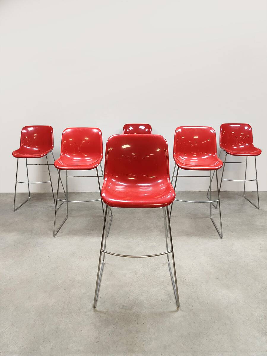 6 x Dutch design vintage Spirit barstools