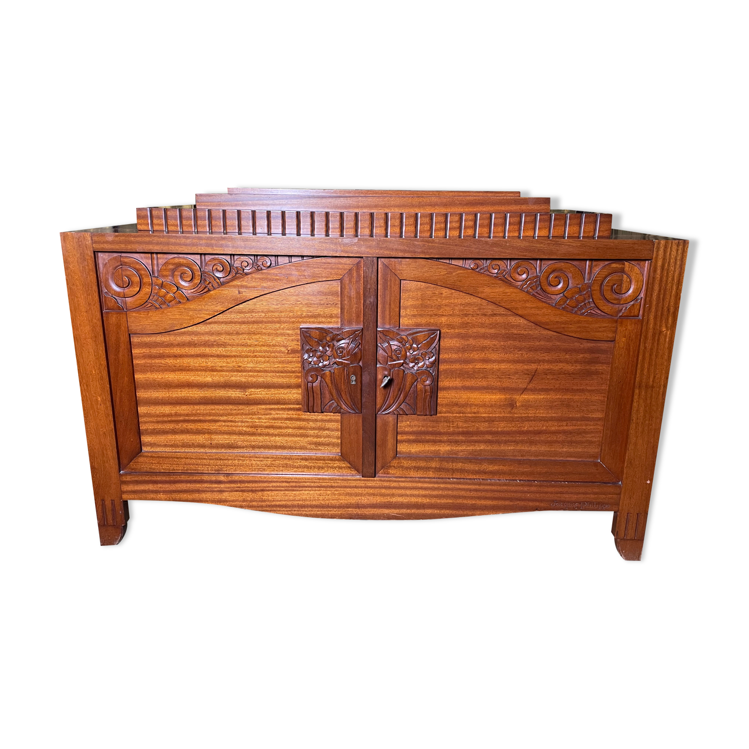 Art Deco mahogany low sideboard signed Jacques Philippe
