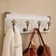 Vintage wall coat rack 40 cm – 4 metal hooks and ceramic knobs