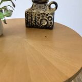Tripod coffee table in wood and two-tone marquetry Scandinavian design 50s-60s
