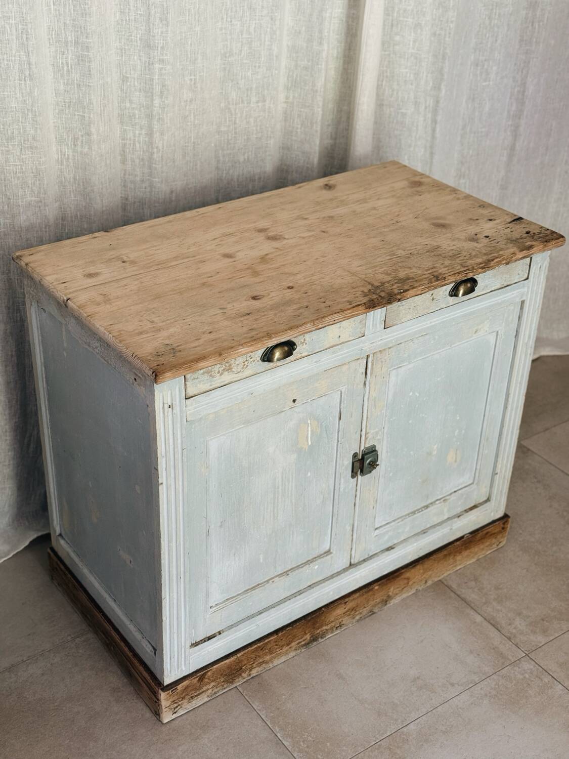 Parisian sideboard with blue-grey patina