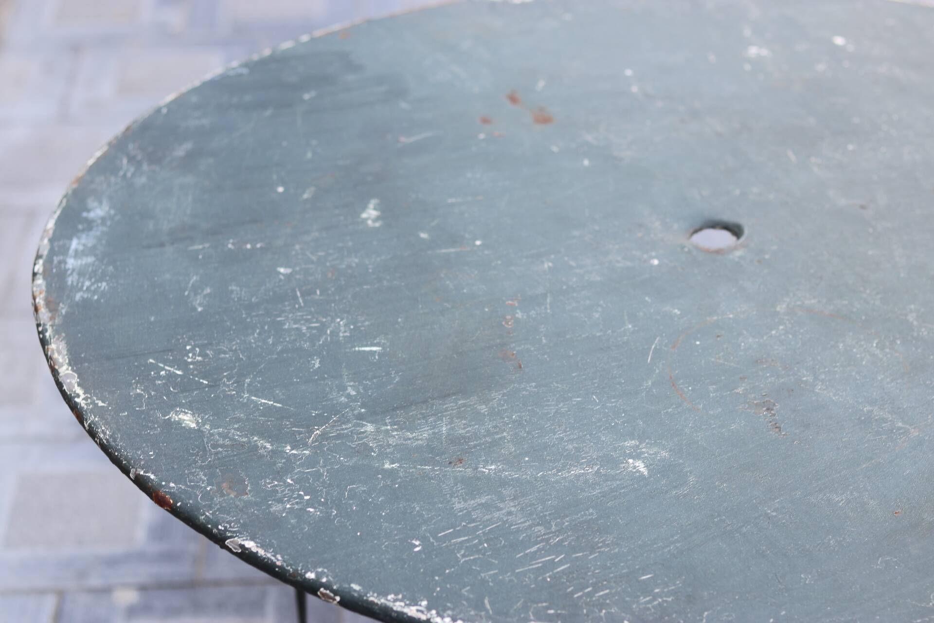 Folding wrought iron garden table