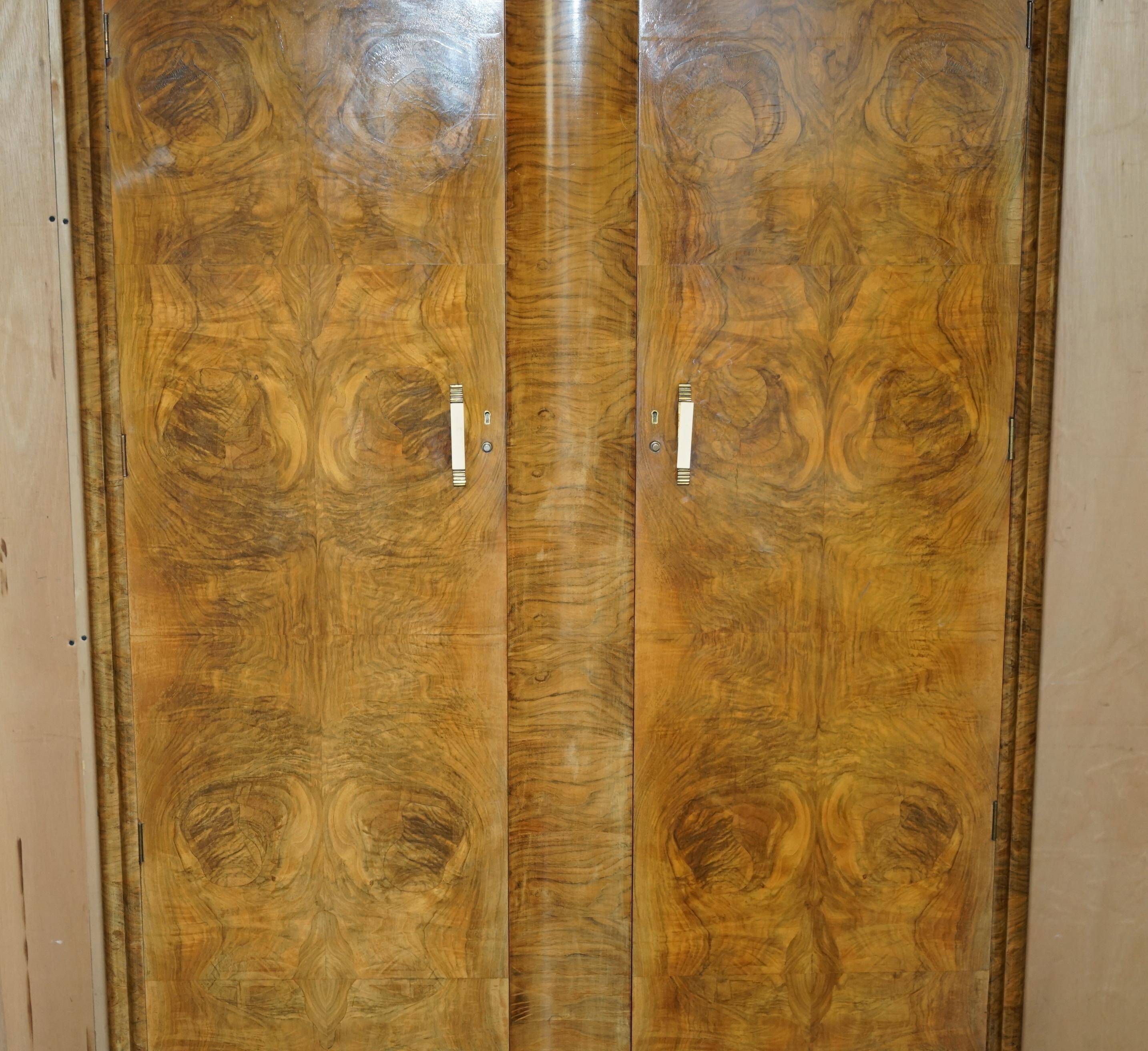 Double Art Deco wardrobe circa 1930 in satin walnut.