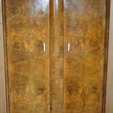 Double Art Deco wardrobe circa 1930 in satin walnut.