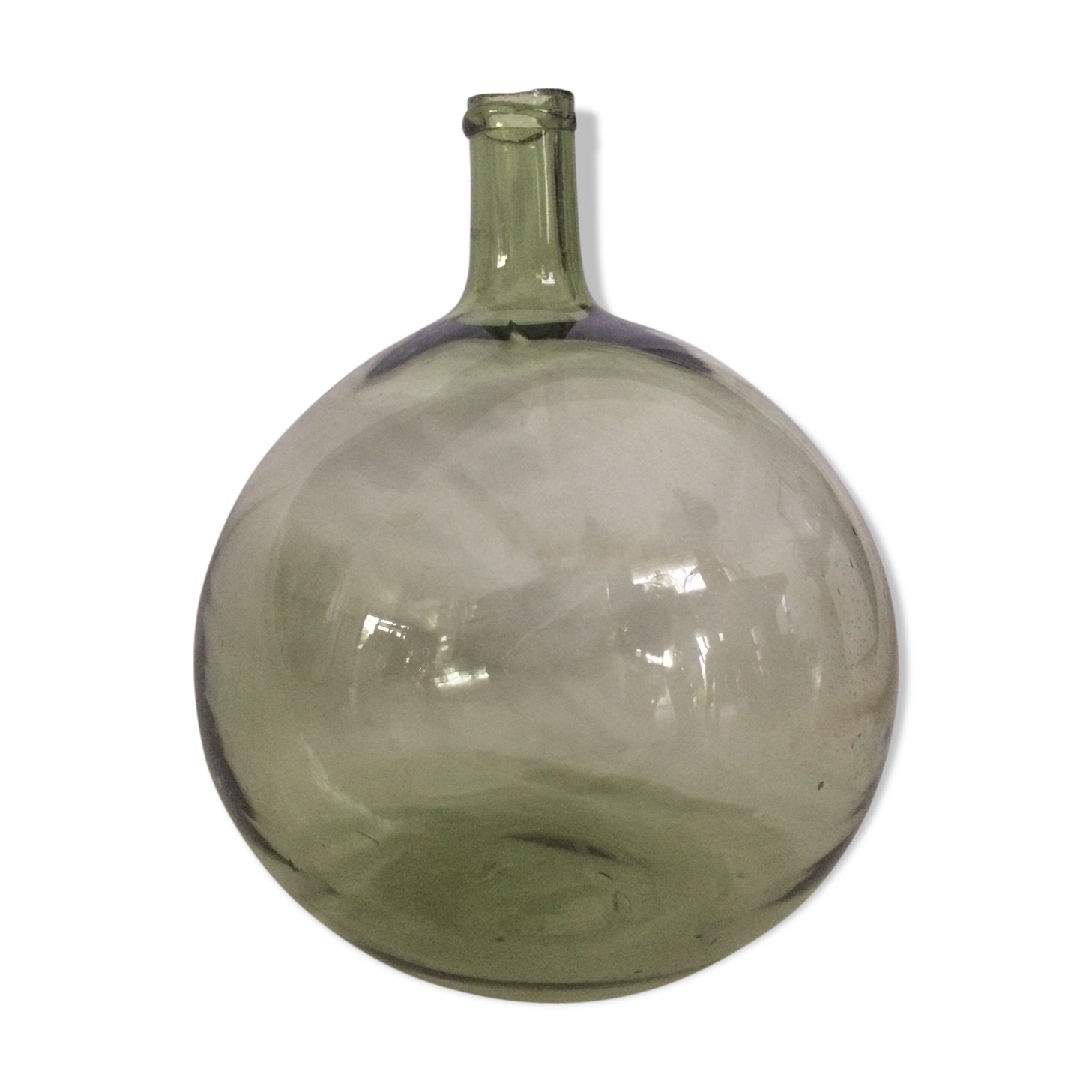 Dame-jeanne ancienne verte transparente  8, 10L
