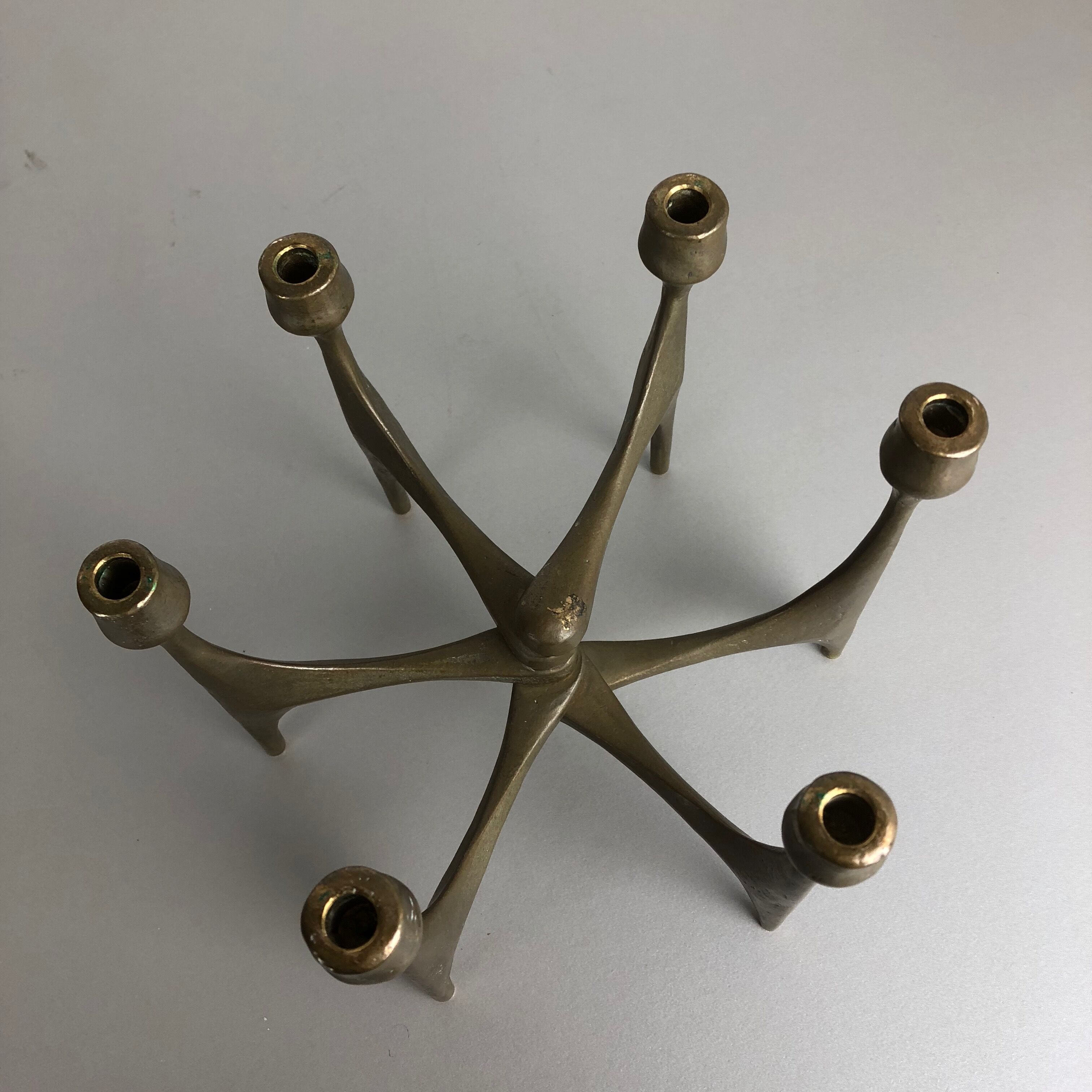 Brutalist bronze candleholder by Michael Harjes, Germany, 1960