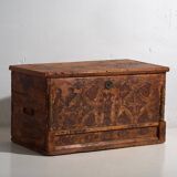 Antique brown trunk with floral patterns (c.1920) #13