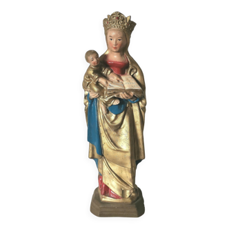 large statue of the Virgin and Child in painted plaster