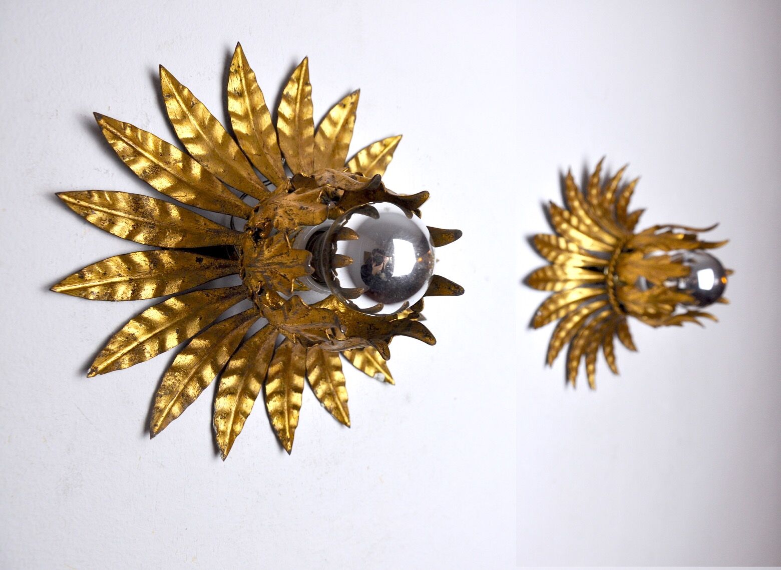 Paire d'appliques " Soleil" par Ferro Arte, midcentuy, Espagne